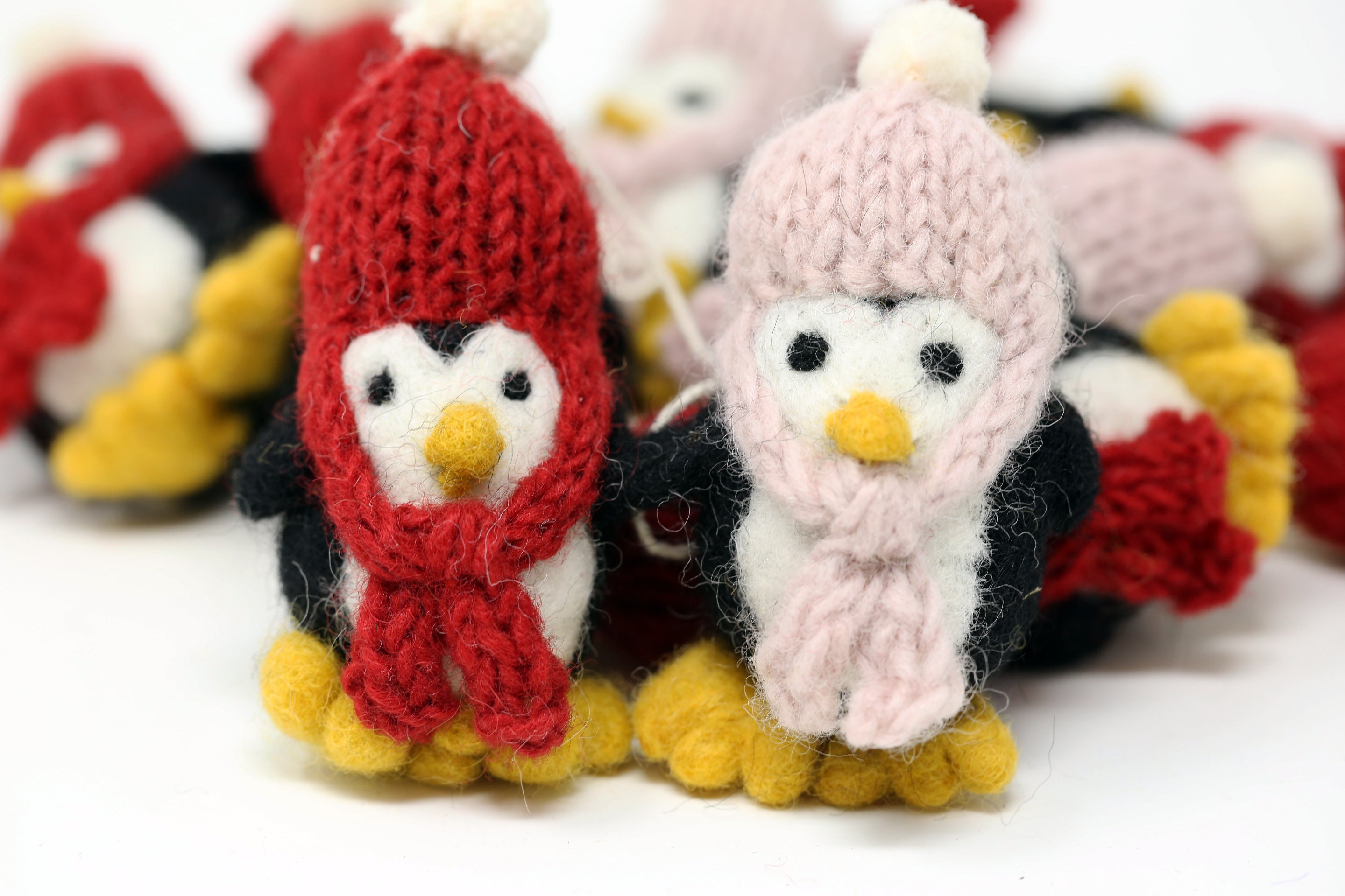 Felt Penguins with Knitted Hat