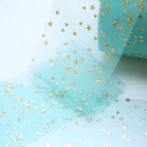 Gold Star Tulle // Glitter Star Tulle // Aqua Tulle // Aqua Gold Star Tulle