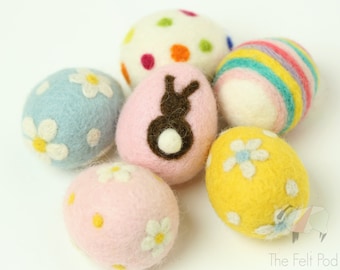 Patterned Felt Eggs - Wool Felt Easter Eggs