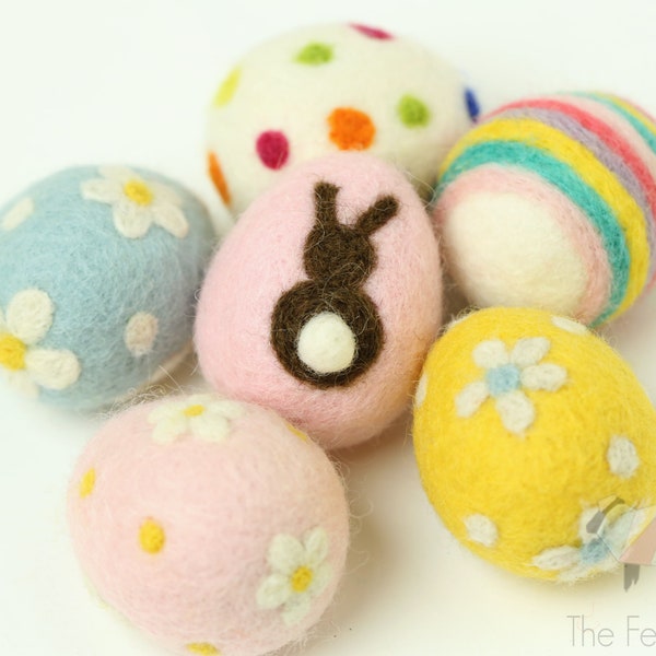 Patterned Felt Eggs - Wool Felt Easter Eggs