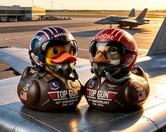 Top Gun 40th Anniversary Pilot Duck , Maverick Goose Aviation Decor Vintage Novelty Gift for Movie Plane Fans