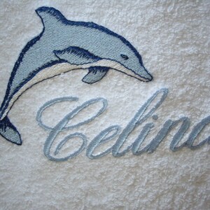 Towel embroidered with name and dolphin image 3