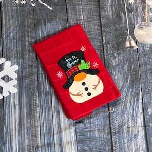 Embroidered Snowman Dish Towel, Winter kitchen towels, Christmas Décor, Embroidery Hand Towels, teacher gift, secret Santa gift