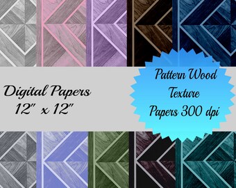 Wood Texture Digital Paper Pack, 12x12 Scrapbook Backgrounds (Digital Download)