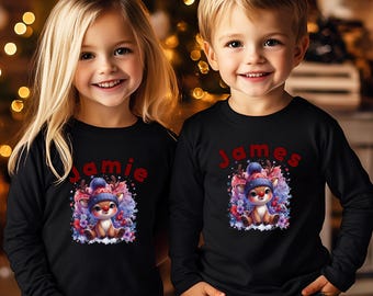 Kids Red Nose Reindeer T-Shirt, Holiday Apparel