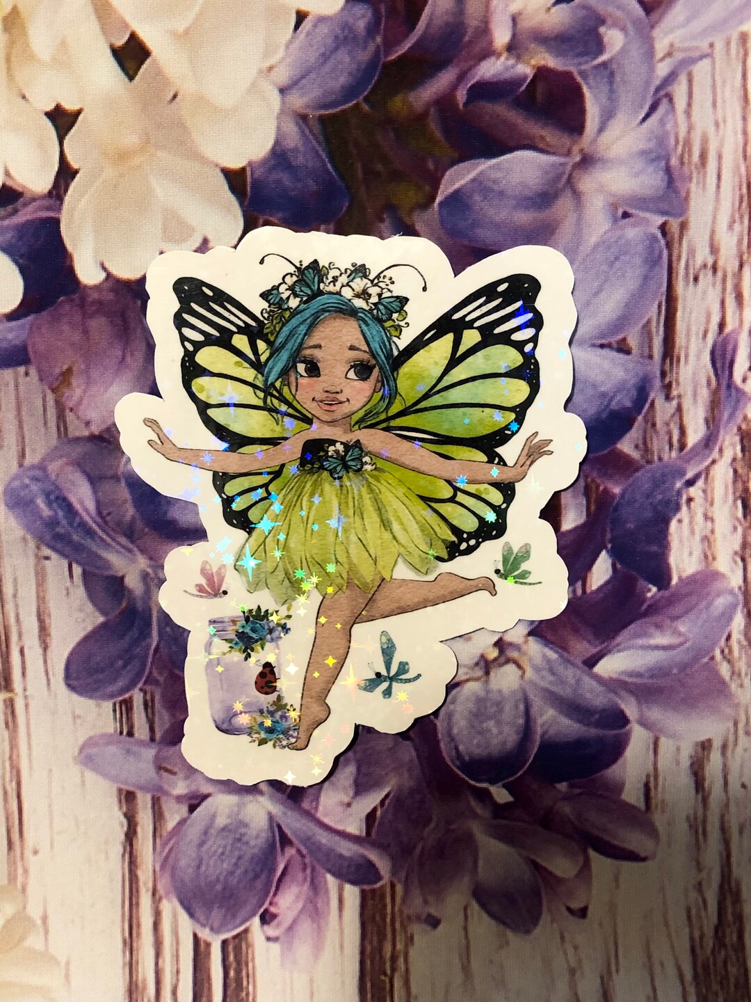 Fairy Flying Sticker Fairy Butterfly Holographic Sticker, Waterproof Fantasy Art - Etsy