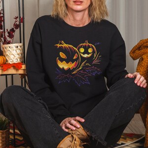 Pumpkin Embroidered Sweatshirt Embroidered Jack O Lantern Sweatshirt Embroidered Pumpkin scary Sweatshirt Halloween Crewneck