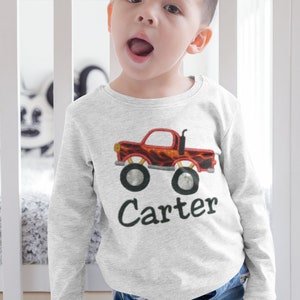 Personalized Monster Truck Shirt - Kids Boys Birthday Shirt - Embroidered Toy - Monogrammed Boys Truck shirt