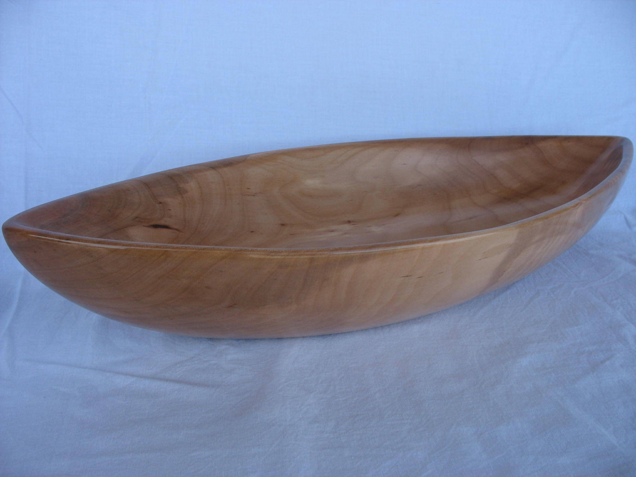 Handcarved Apple Wood Bowl Boatshaped Etsy