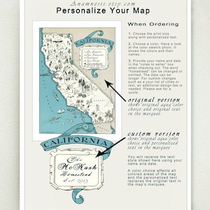 OREGON MAP PRINT lovely pictorial map to frame 3 sizes & 16 color choices may be personalized excellent gift idea for many occasions image 4