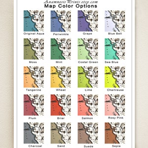 OREGON MAP PRINT lovely pictorial map to frame 3 sizes & 16 color choices may be personalized excellent gift idea for many occasions image 3