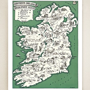 IRLAND MAP Druck - charmante Vintage Bildkarte von Irland - schöne irische Druck zu Rahmen - Größe und Farbwahl - personalisieren Sie es