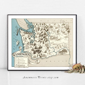 WASHINGTON kaart afdrukken-charmante Vintage fotokaart aan frame-perfecte Inwijdingsfeest of bruiloft cadeau-grootte & kleur keuzes-personaliseren