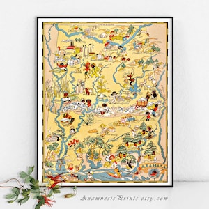 IMPRESSÃO DO MAPA DO ALABAMA - mapa pictórico vintage para enquadrar - inauguração de casa perfeita ou presente de casamento - três tamanhos disponíveis - divertida decoração de casa vintage