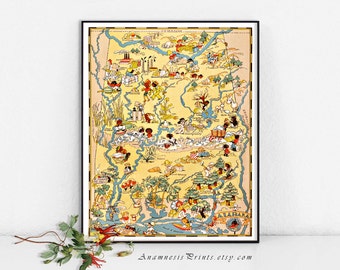 ALABAMA MAP PRINT - vintage pictorial map to frame - perfect housewarming or wedding gift - three sizes available - fun vintage home decor