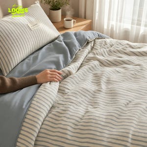 Cotton Summer Comforter, Lightweight Soy Fiber Blend Filled Quilt for Bedroom, Soft Cozy Breathable Blanket