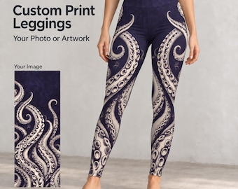 Custom Photo Leggings, Personalized All-Over Print Yoga Pants, Plus Size High-Waist Activewear