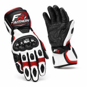 Motorcycle Racing Gloves, Leather Motorbike Riding Gear, Armored Protective Handwear, Men's Race Equipment