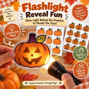 Utskrivbart avslöjande av pumpakänslor, Halloween-känslor och SEL-aktivitet för förskola i PDF-format