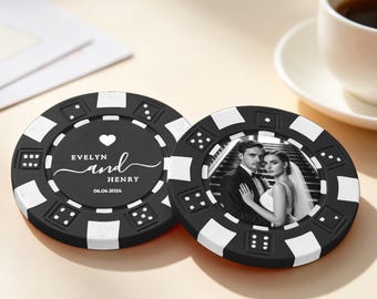Gepersonaliseerde fotopokerfiches voor stellen, trouwbedankjes met Vegas-thema, gedenkcadeau