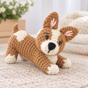 Patrón de ganchillo para perro Corgi: Cachorro amigurumi fácil (descarga en PDF)