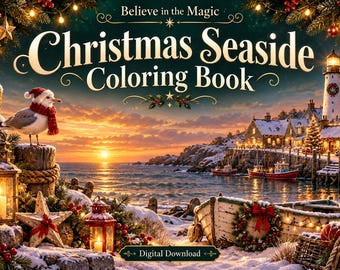 Christmas Seaside Coloring Book, 25 Designs, Full Color Examples (PDF Download)