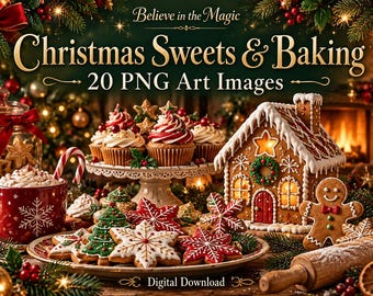 Christmas Sweets & Baking Bundle, 20 PNG Digital Art Images