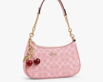 Bolso de hombro Coach Pink Teri / Bolso de mano de diseñador para mujer con cadena dorada