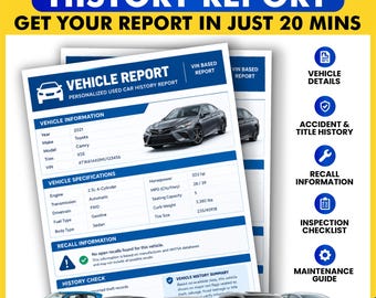 Personalized Used Car Inspection Report – VIN Vehicle Report – Pre Purchase Inspection Checklist for Cars – PDF Report (Digital)