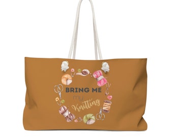 Brown Weekender Knitting Bag