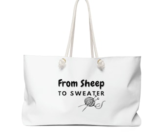 White Sheep to Sweater Weekender Knitting Bag; Knitting Tote