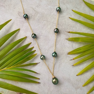 Tahitiaanse parelketting, Tahitiaanse parelsieraden, zwarte parels, Tahitiaanse parelketting, tahitiaanse parel