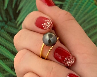 Solitaire Tahitian Pearl Ring , tahitian pearl , tahitian pearl ring , tahitian pearl hawaii , tahitian pearl jewelry hawaii ,Tahitian pearl