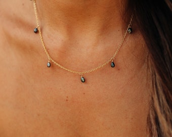 Tahitian keshi pearl dangle necklace , Keshi necklace , Tahitian keshi necklace , keshi pearl necklace , perle de tahiti