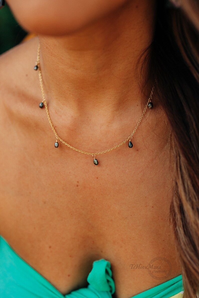 Collier de perles keshi tahitiennes, collier Keshi, collier keshi tahitien, collier de perles keshi, perle de tahiti image 1
