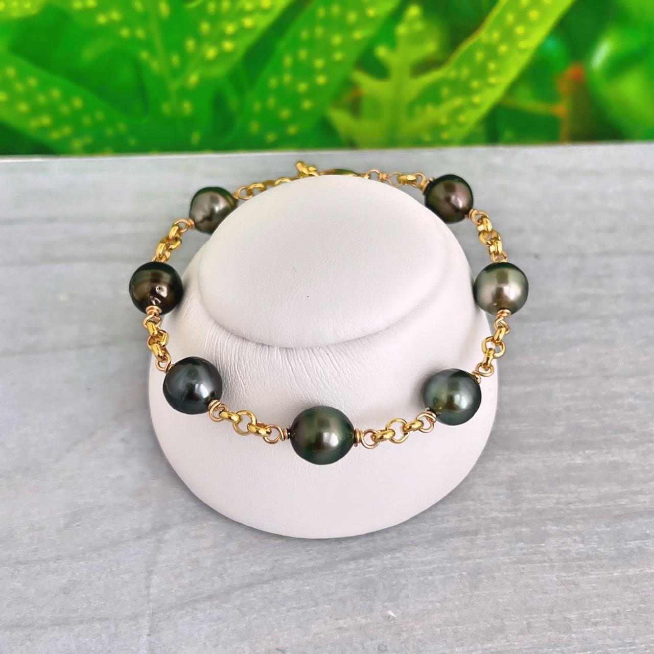 Tahitian Pearl Bracelet With Thick Chain – Handmade in