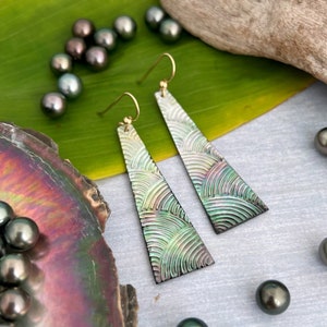 Hand Carved Mother Of Pearl Earrings Gold filled or Sterling silver Made in Hawaii • Seashell earrings • Mermaid jewelry Gift for her