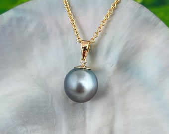 UNIQUE Flawless Sky Blue/Grey Tahitian Pearl Pendant 18k solid gold bail , tahitian pearl pendant , white pearl pendant
