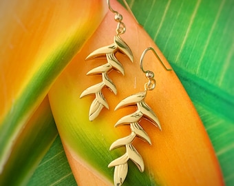 Lovely Heliconia Dangle Earrings , heliconia earrings , heliconia jewelry , heliconia , flower earrings , tropical earrings , hawaii