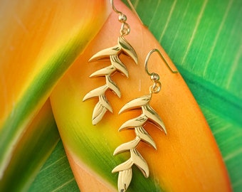 Lovely Heliconia Dangle Earrings , heliconia earrings , heliconia jewelry , heliconia , flower earrings , tropical earrings , hawaii