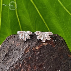 Naupaka Stud Earrings • Hawaiian Flower Earrings in Sterling Silver or Gold Vermeil • Island-Inspired Jewelry