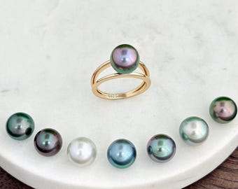Tahitian pearl ring • CHOOSE YOUR PEARL • Gold Vermeil • Genuine colors