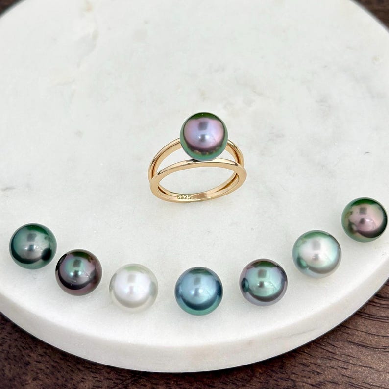 Tahitian Pearl Ring • CHOOSE YOUR PEARL • Gold Vermeil • Genuine Colors ...