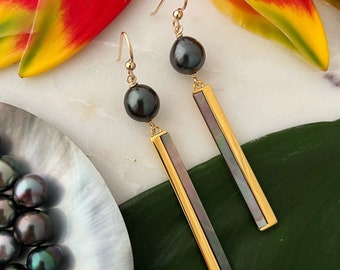 タヒチアン ダングル ドロップ パール イヤリング 925