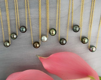 Custom Tahitian pearl floating necklace, Tahitian pearl floating necklace , Tahitian pearl necklace , tahitian pearl , tahitian pearl Hawaii