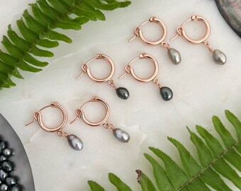 Tahitian keshi pearl mini hoop earrings , tahitian keshi pearls , tahitian pearl , tahitian pearl earrings , tahitian pearl hoop earrings