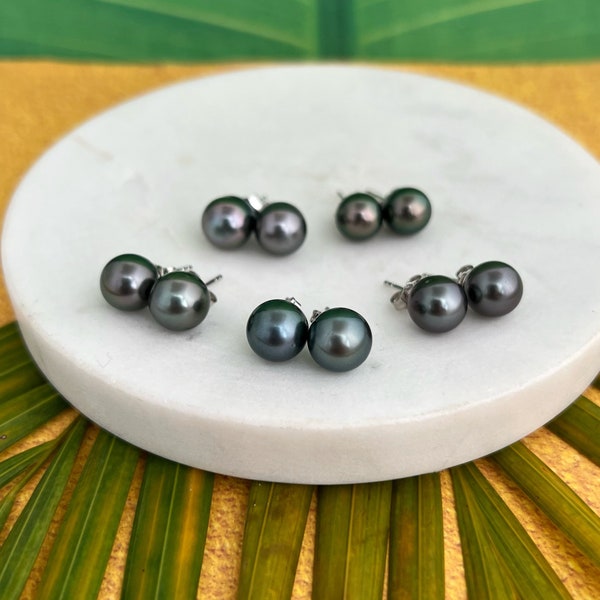 Beautiful Tahitian Pearl Stud Earrings , tahitian pearl studs , tahitian pearl studs, tahitian pearl earrings, tahitian pearl jewelry, lot3