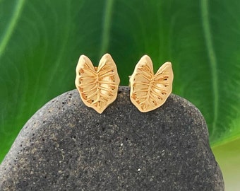 Kalo Leaf Stud Earrings , Taro , Hawaii , Hawaiian Jewelry , hawaiian earrings , kalo earrings , kalo , hawaiian gifts , hawaiian