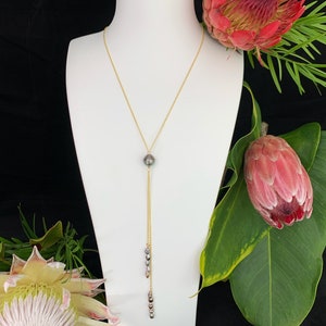Tahitian Pearl and Keshi Lariat Necklace , Tahitian Pearl necklace , Tahitian pearl jewelry , tahitian pearl , tahitian pearl gold filled