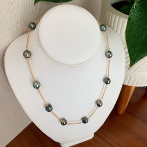 Tahitian Pearl Necklace Gold Filled Tahitian Black Pearl necklace tahitian pearl necklace hawaii jewelry pearl jewelry hawaiian necklace